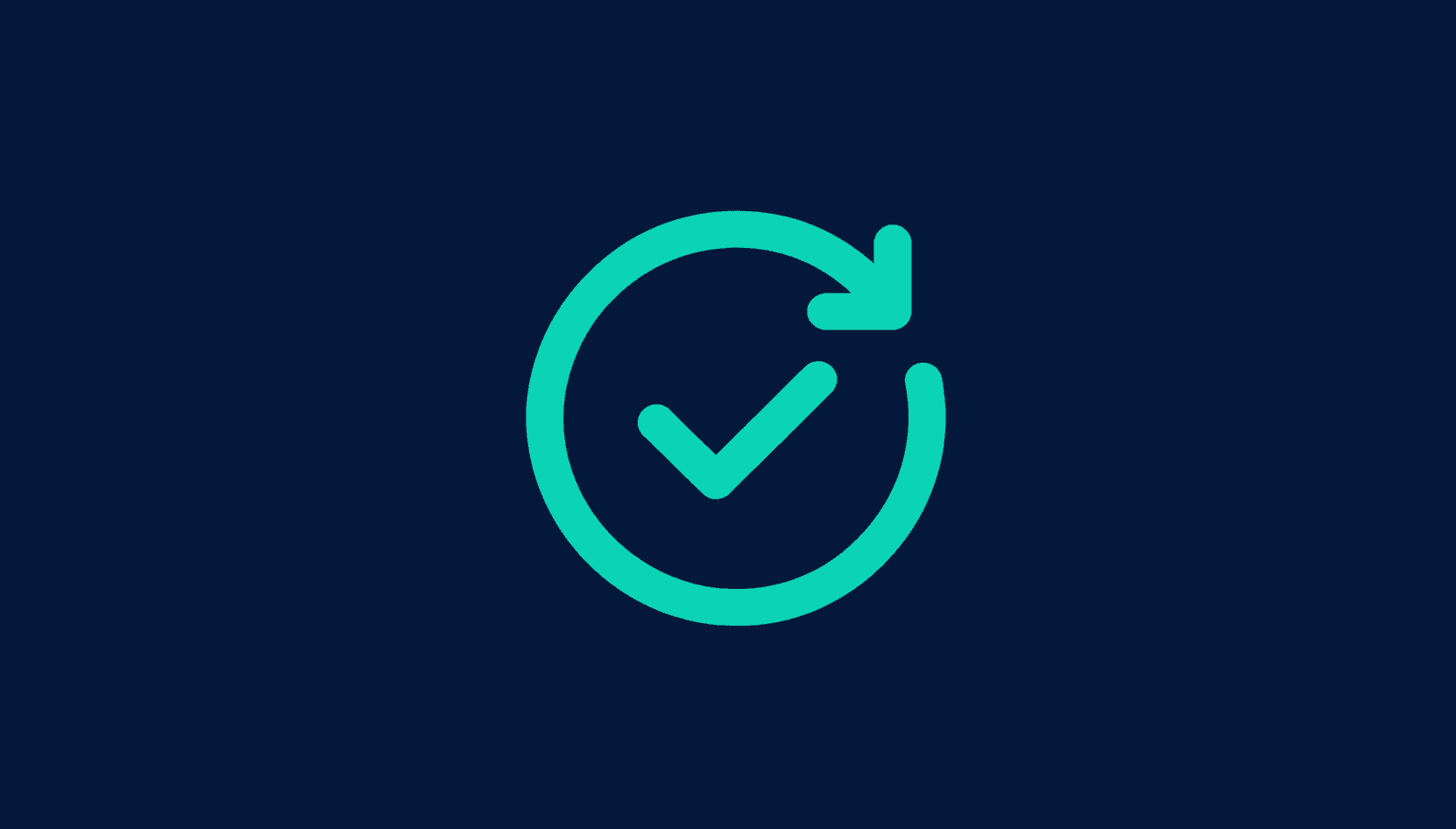 A checkmark inside a flowing loop, representing an approval process