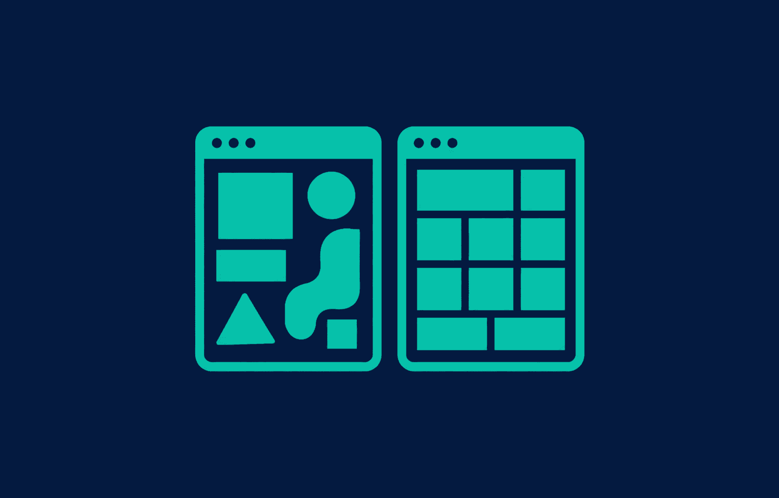 Two simplified app screens side by side, one free-form and one structured