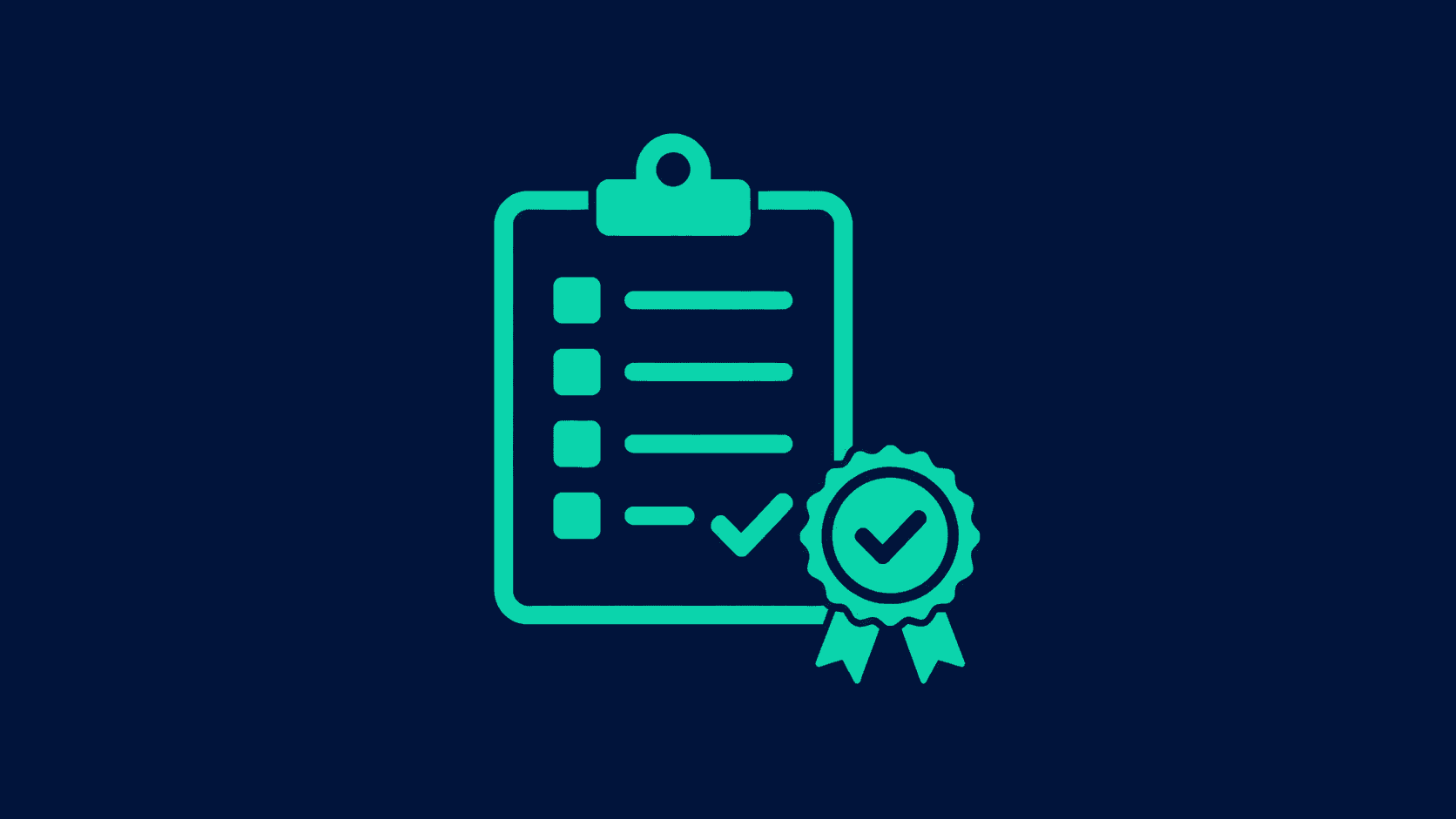 A checklist on a clipboard next to a certification badge, representing what to verify before hiring a Power Platform developer