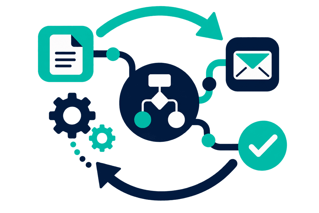 Illustration of an automated approval workflow with connected steps