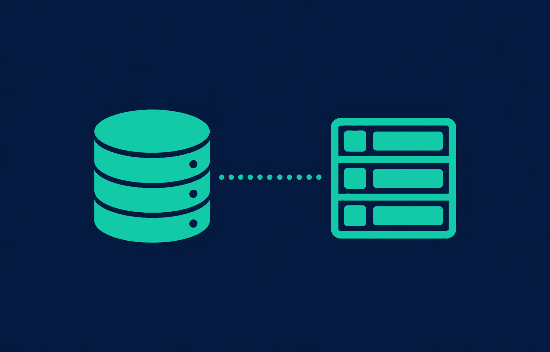 A database cylinder icon connected by a dotted line to a table/list icon, representing Dataverse and SharePoint Lists